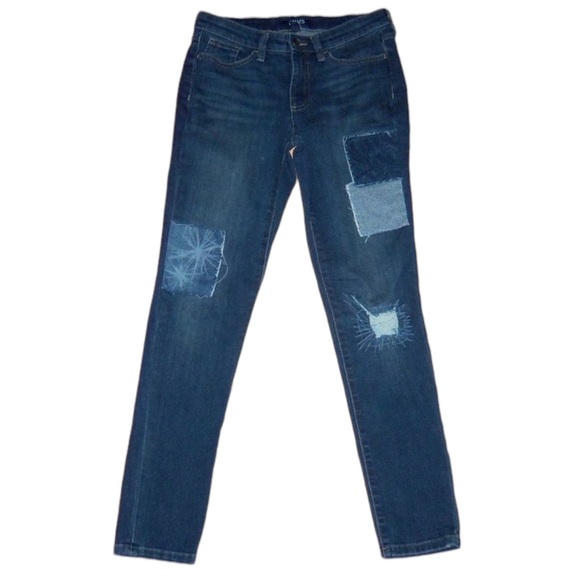 CHAPS Patchwork Distressed Dark Denim Ankle Jeans - Women's Size 4 - (30x28) - Picture 10 of 11